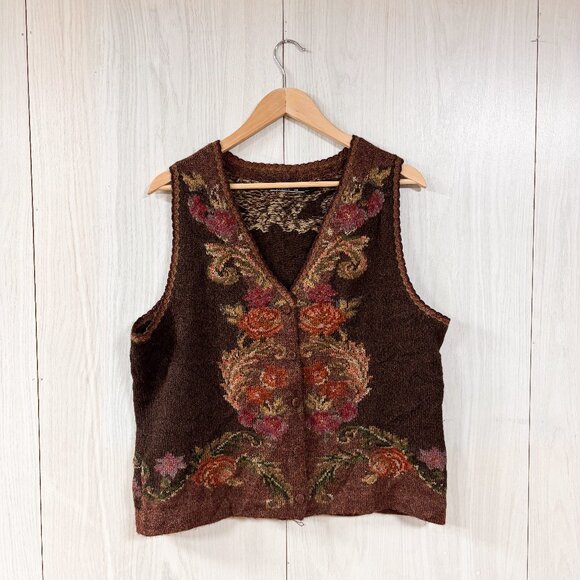 100% Alpaca Peruvian Connection Brown Button Up Vest - Picture 2 of 9